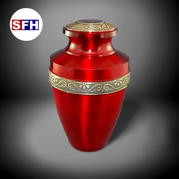 red keepsake urn